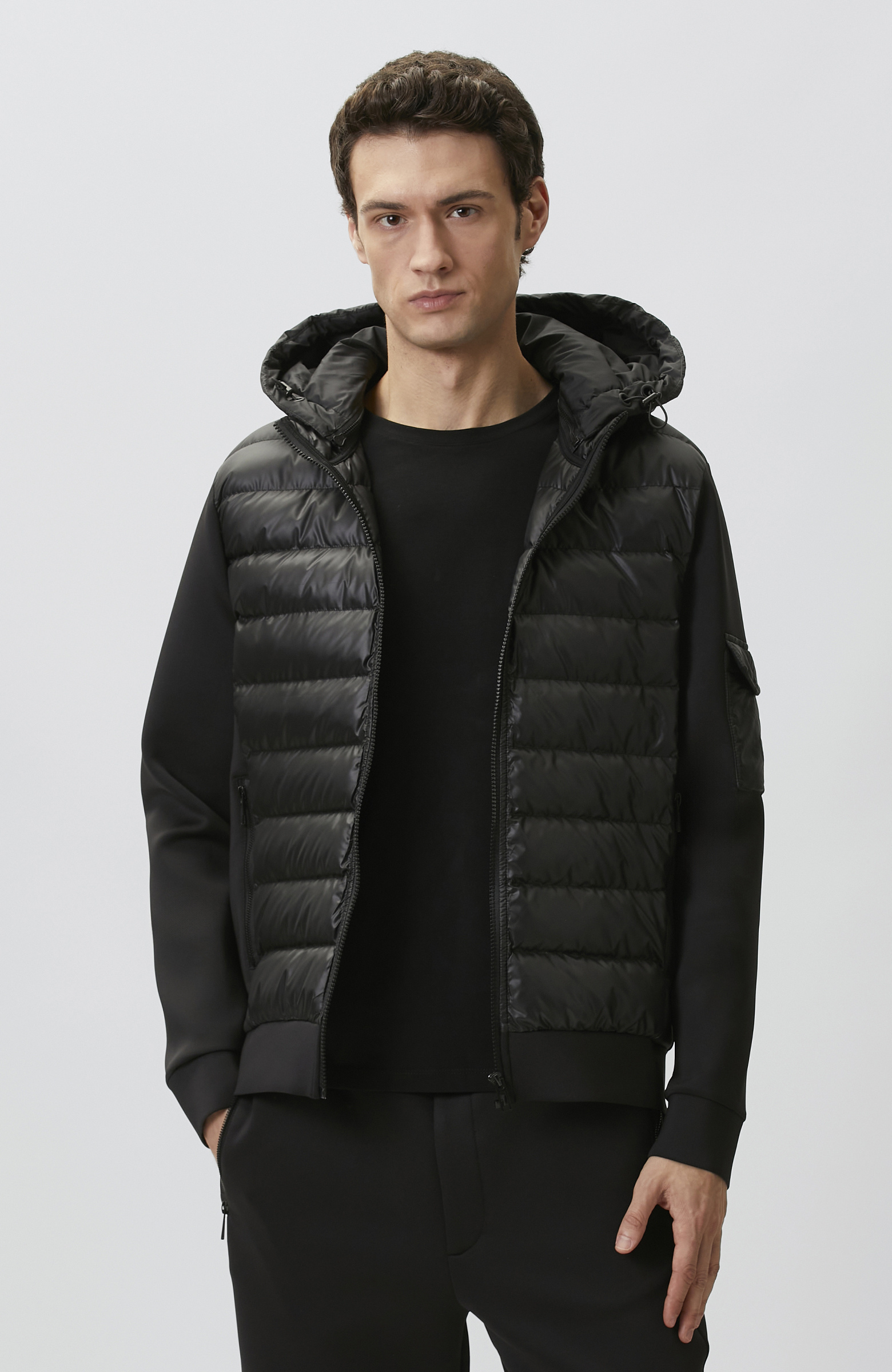 N-Tech Siyah Scuba Kumaş Puffer Mont