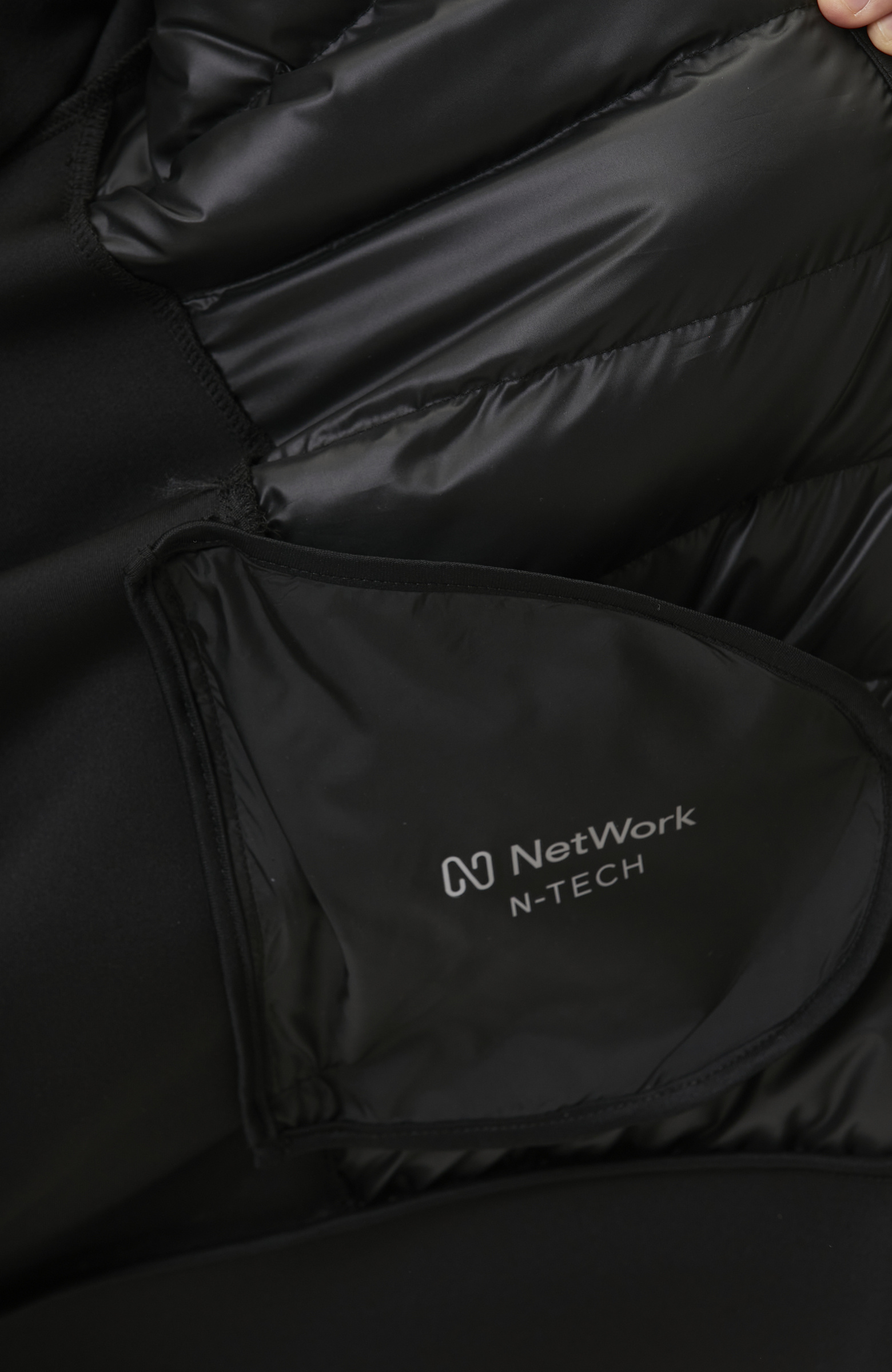 N-Tech Siyah Scuba Kumaş Puffer Mont
