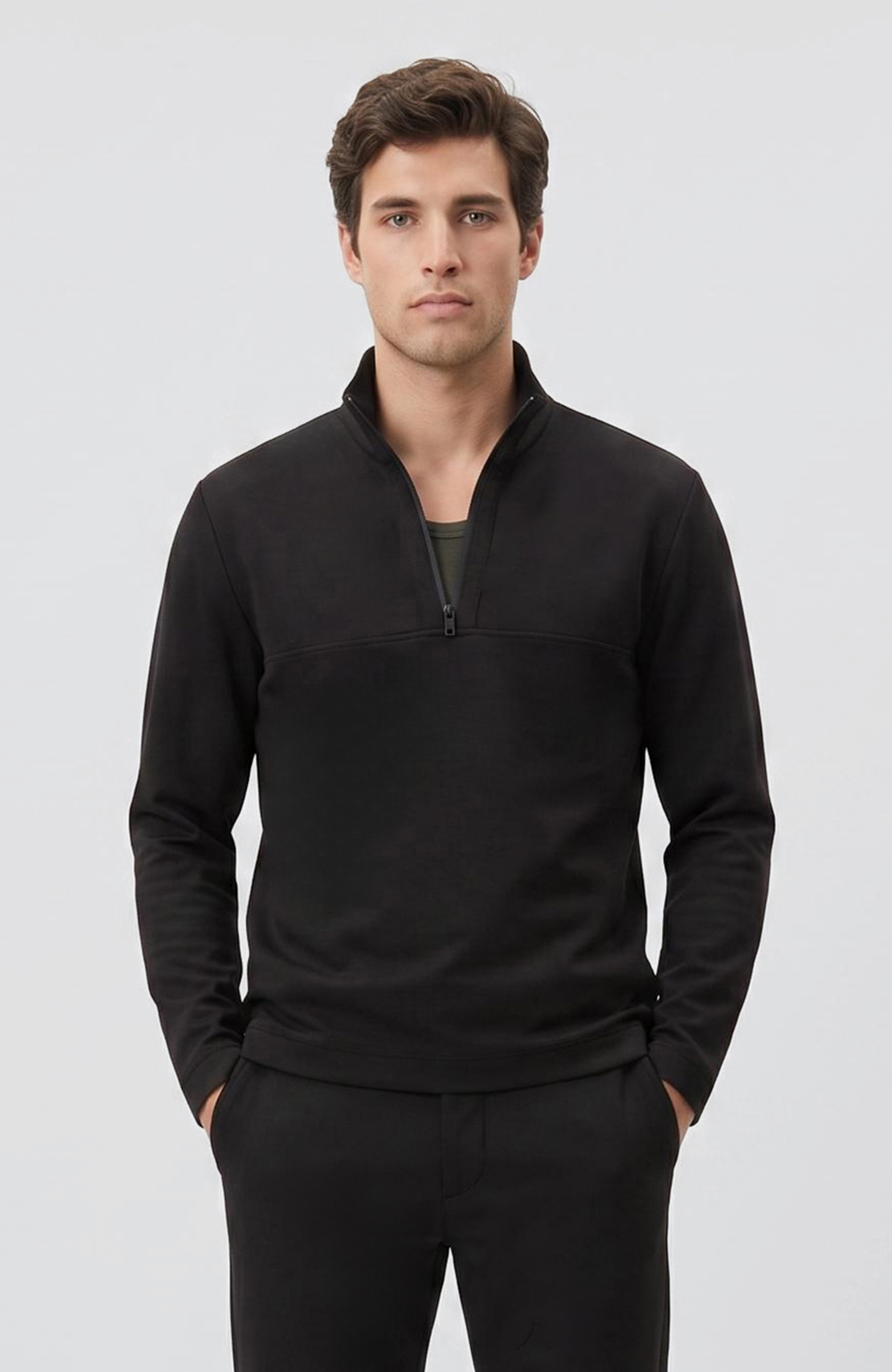Siyah Modal Karışımlı Sweatshirt