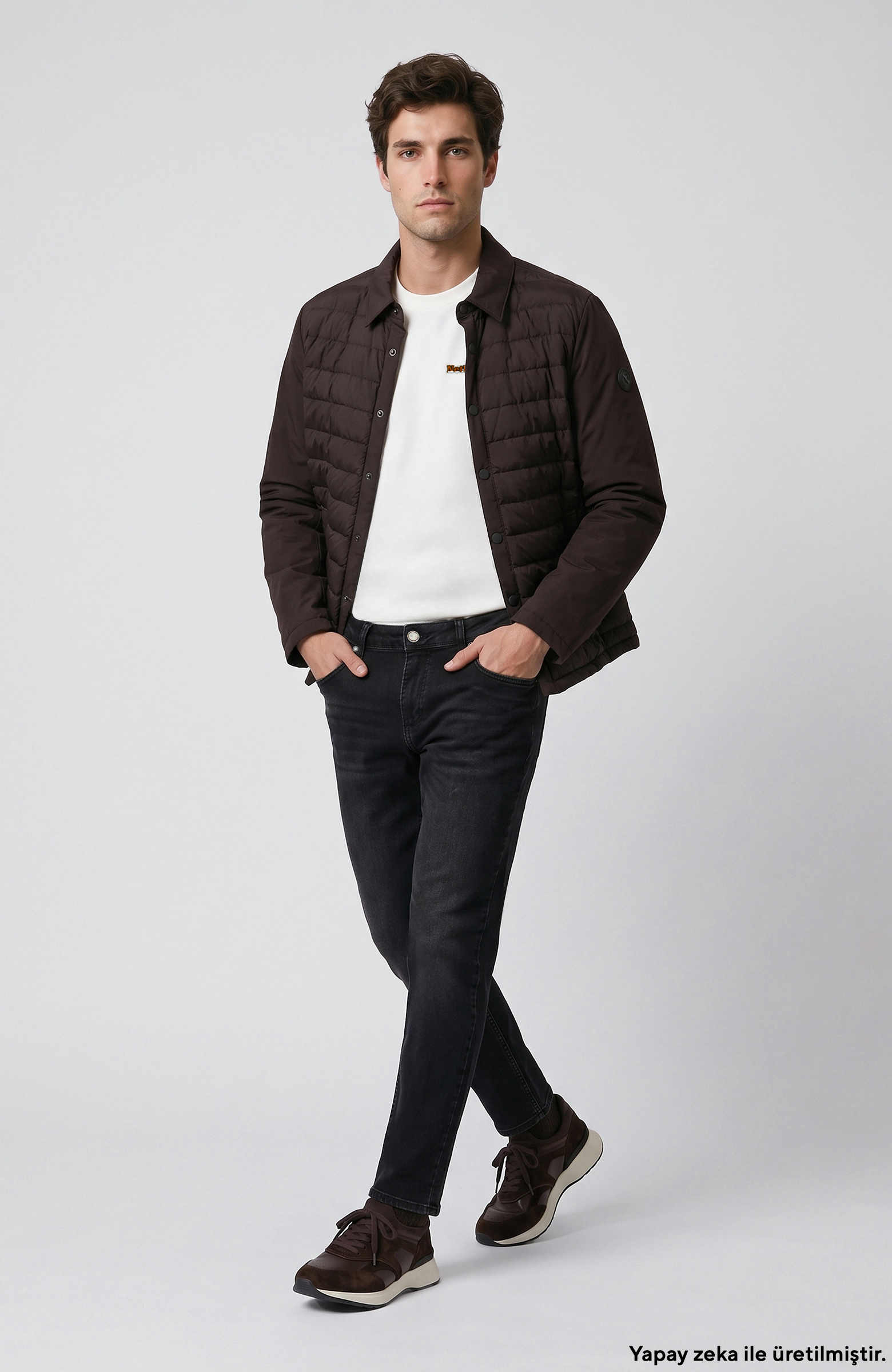 Black Slim Fit Knitted Denim Trousers