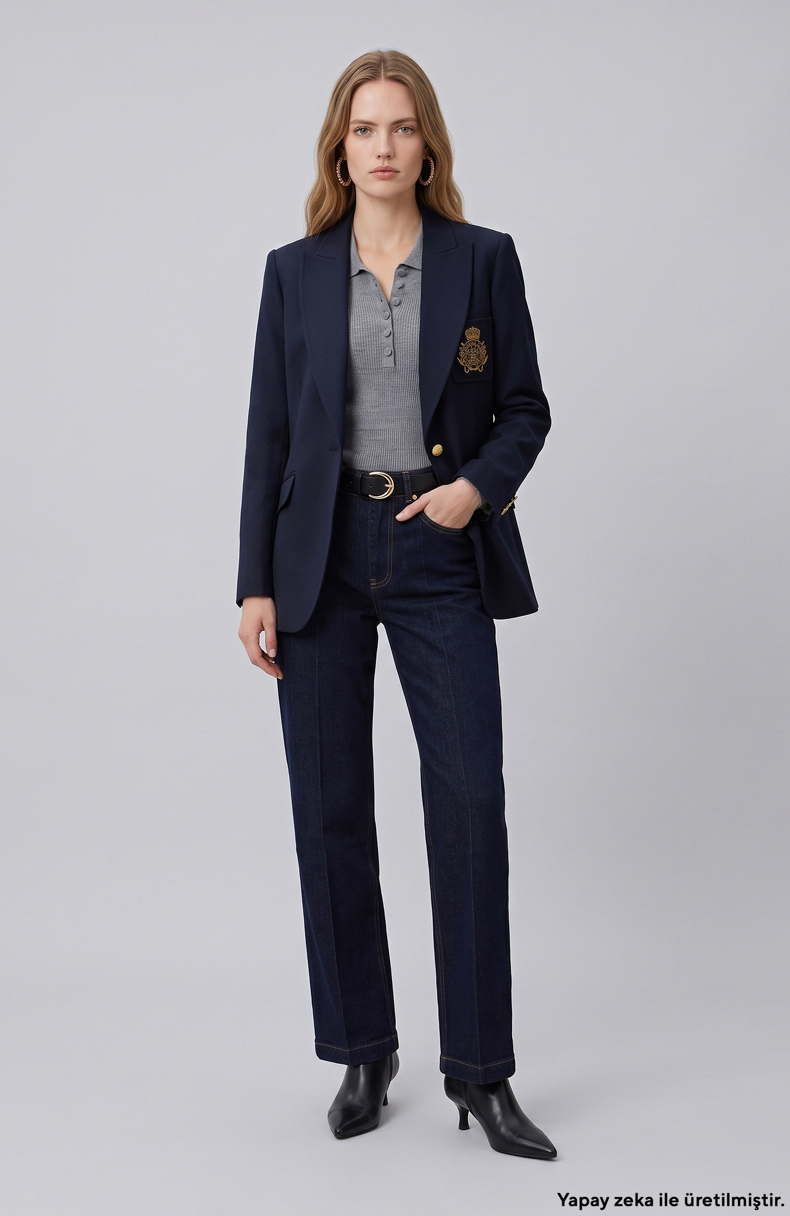 Koyu Mavi Straight Basic Denim Pantolon