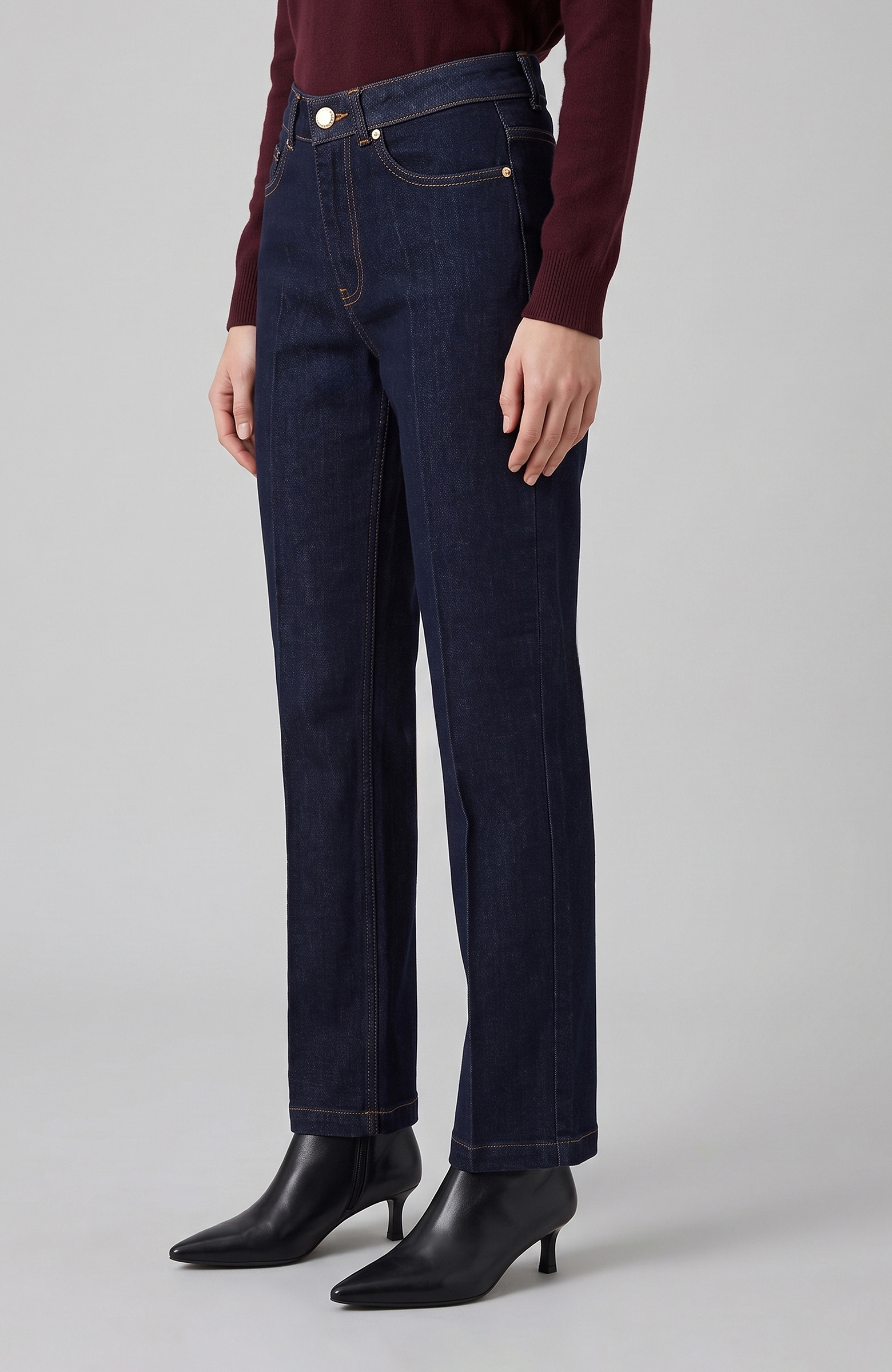 Koyu Mavi Straight Basic Denim Pantolon