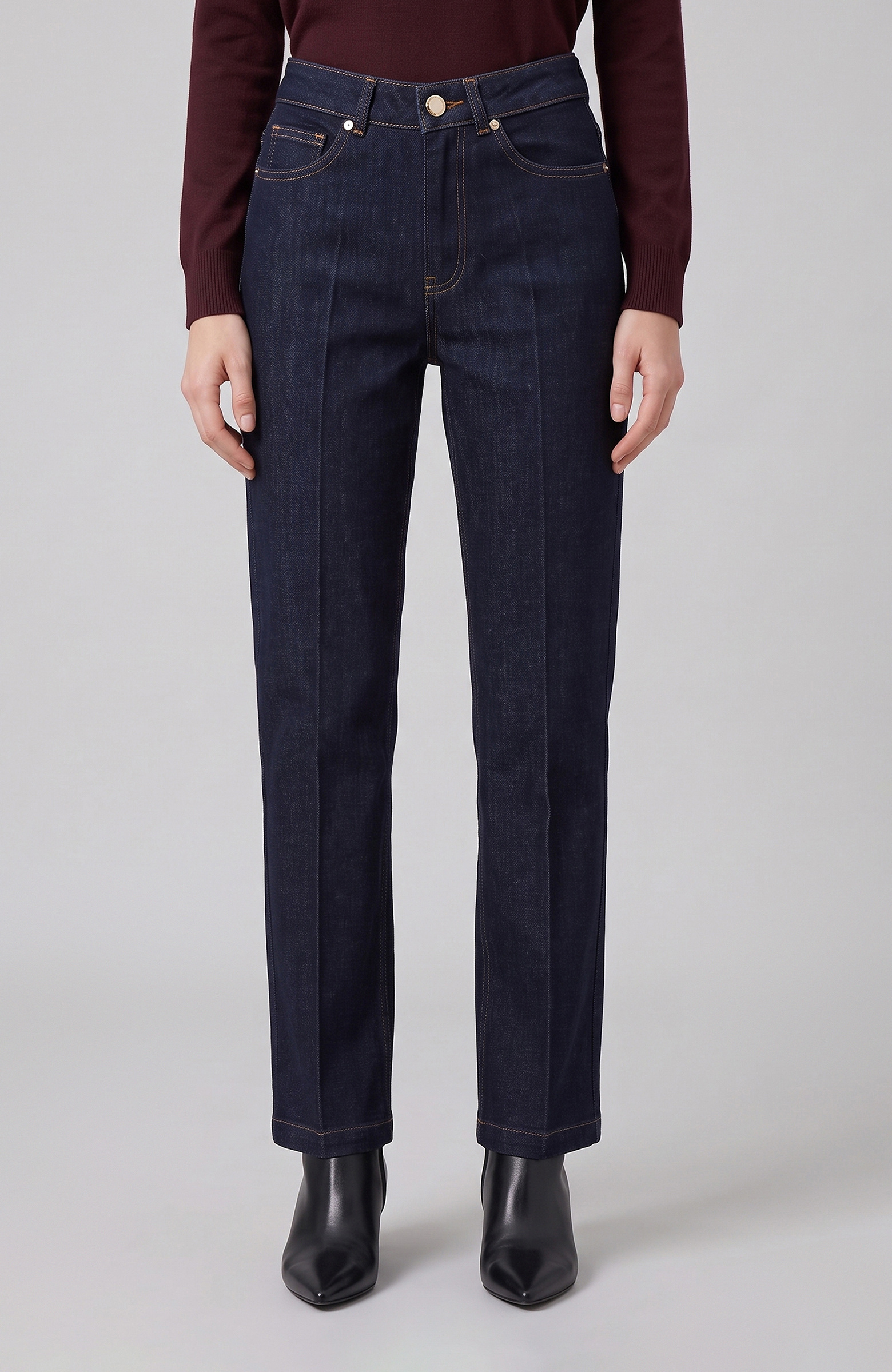 Koyu Mavi Straight Basic Denim Pantolon