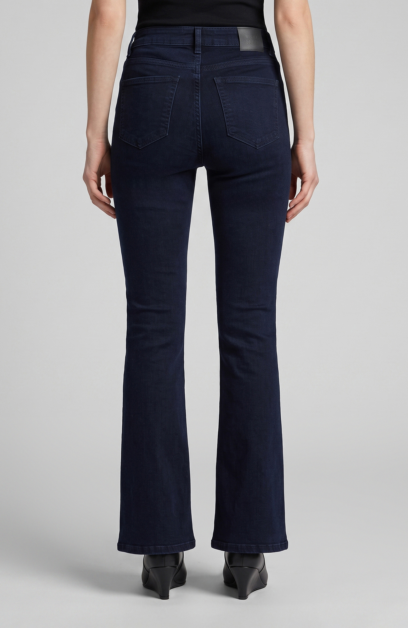 Koyu Lacivert Flare Paça Denim Pantolon