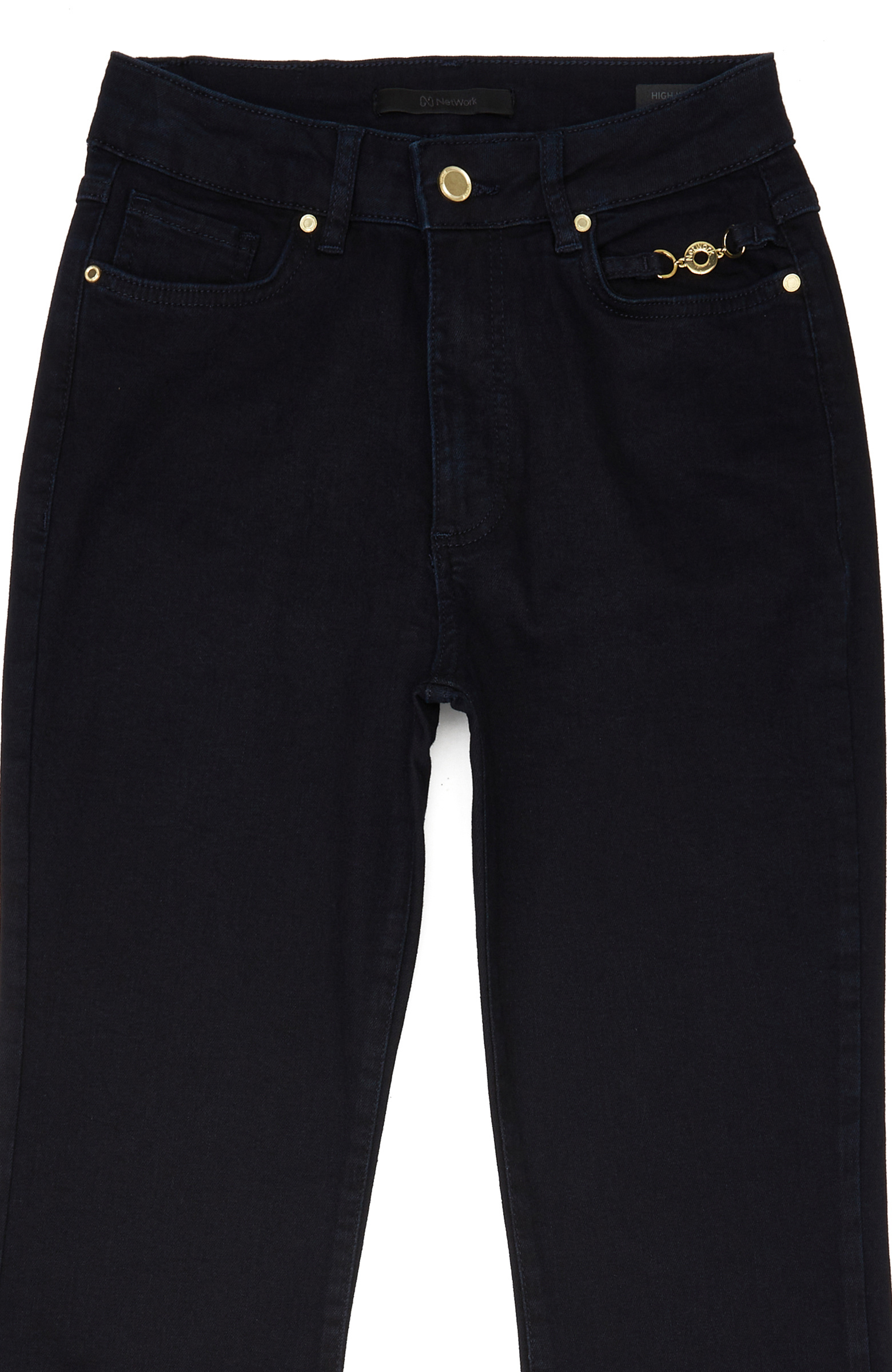 Koyu Lacivert Flare Paça Denim Pantolon