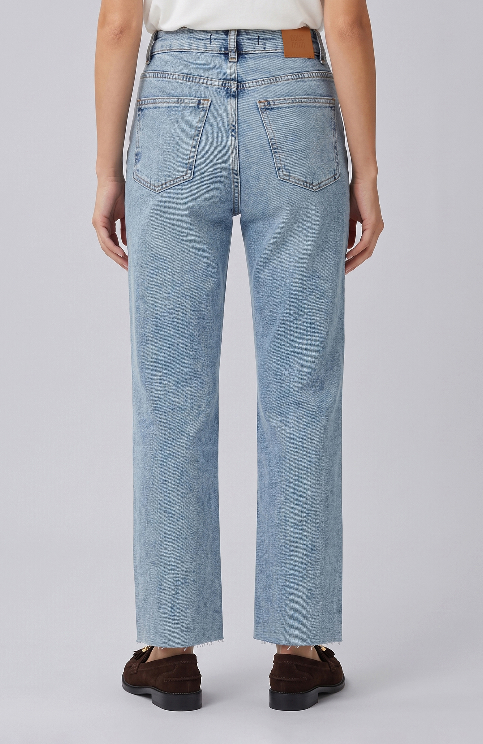 Indigo Kesik Paça Denim Pantolon