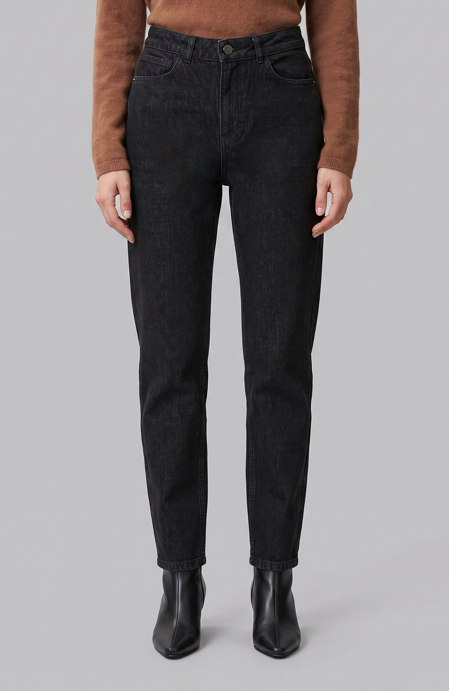 Siyah Mom Fit Denim Pantolon