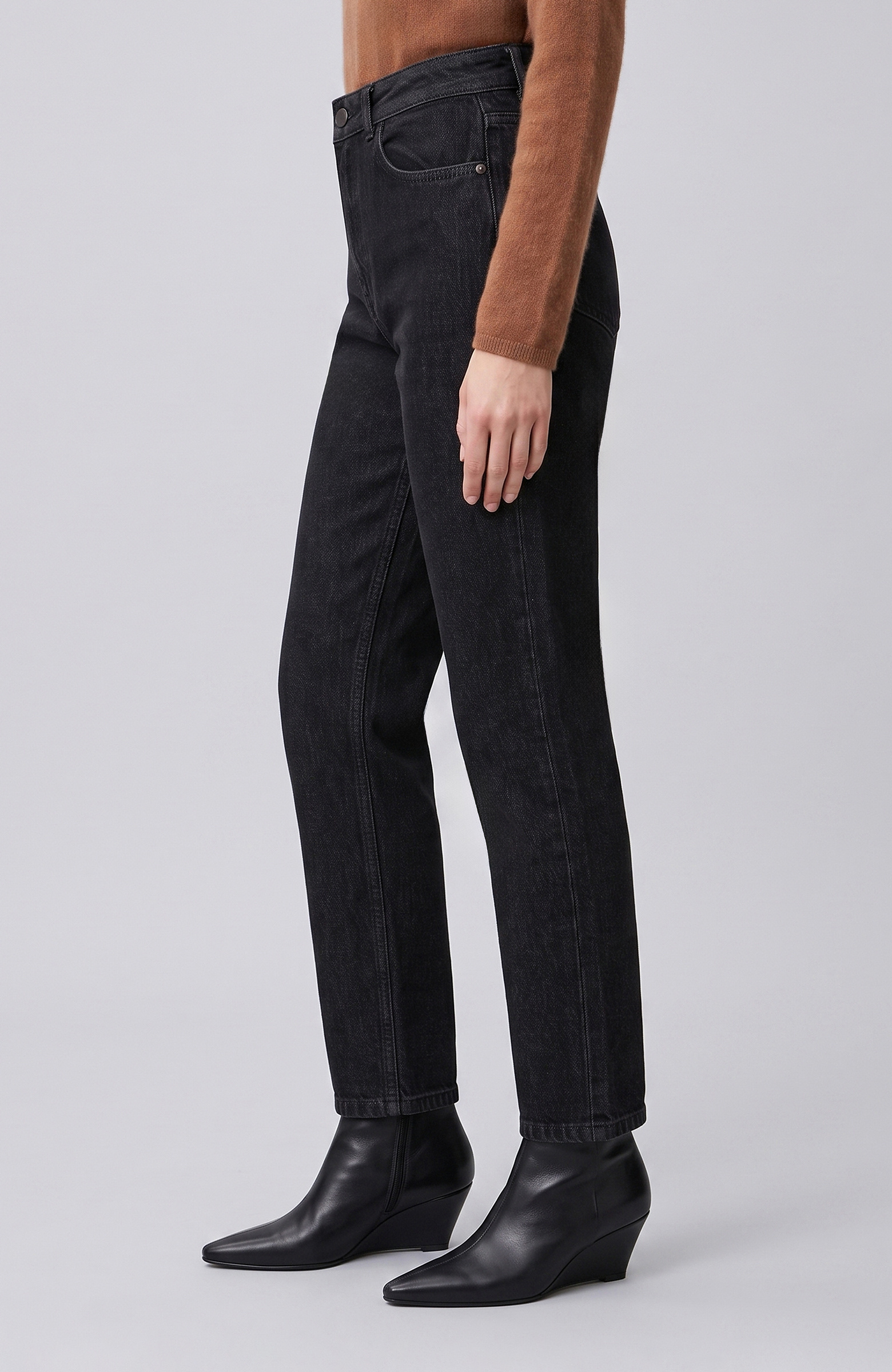 Siyah Mom Fit Denim Pantolon