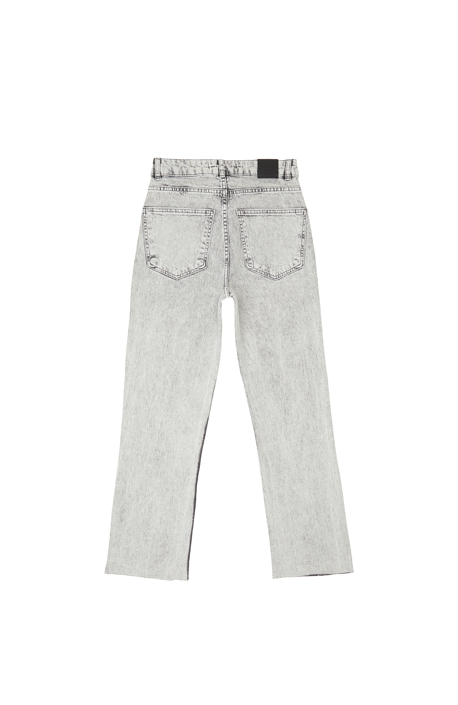 Açık Gri Kesik Paça Taş Baskılı Denim Pantolon