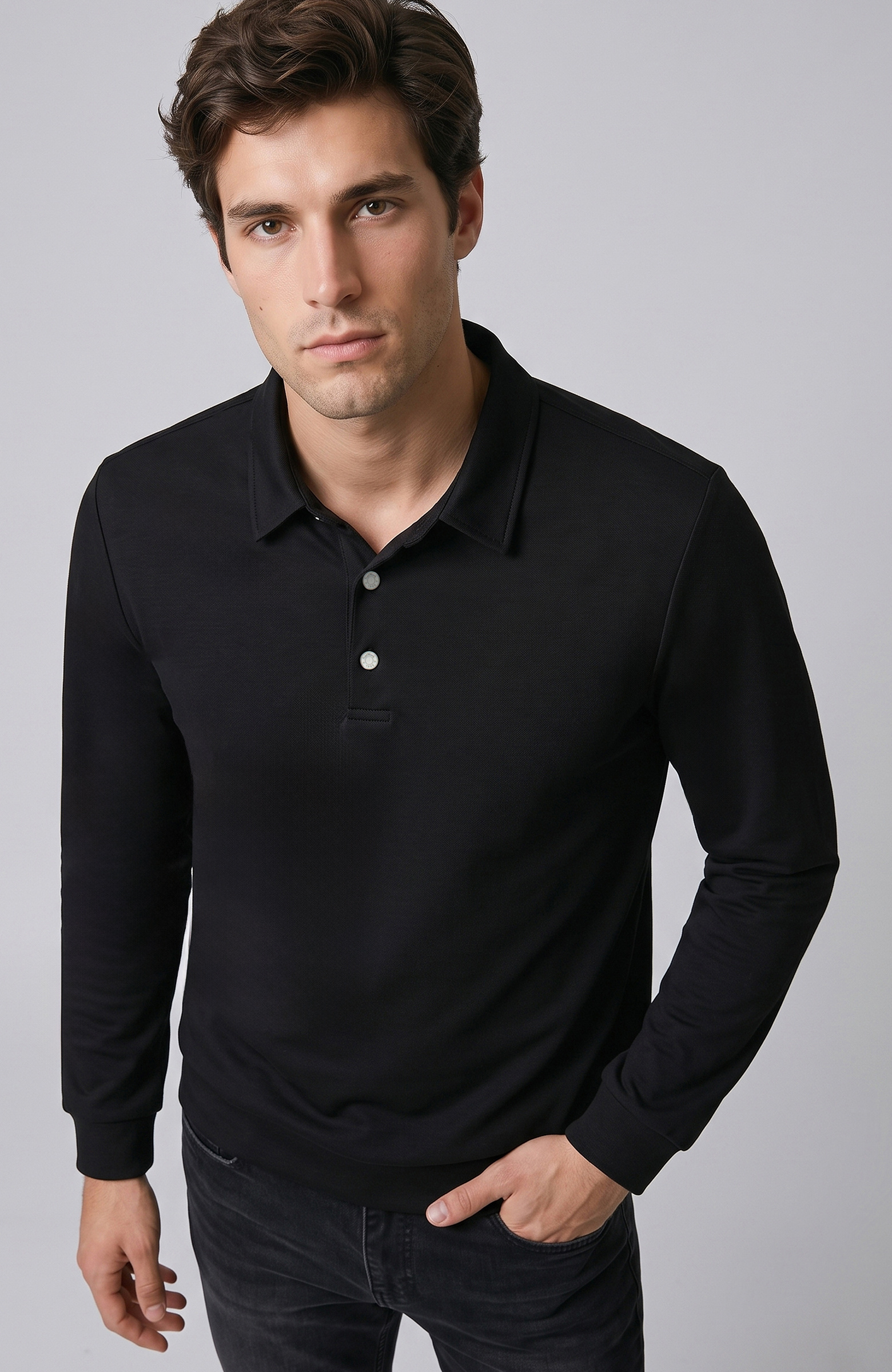 Siyah Modal Karışımlı Scuba Sweatshirt