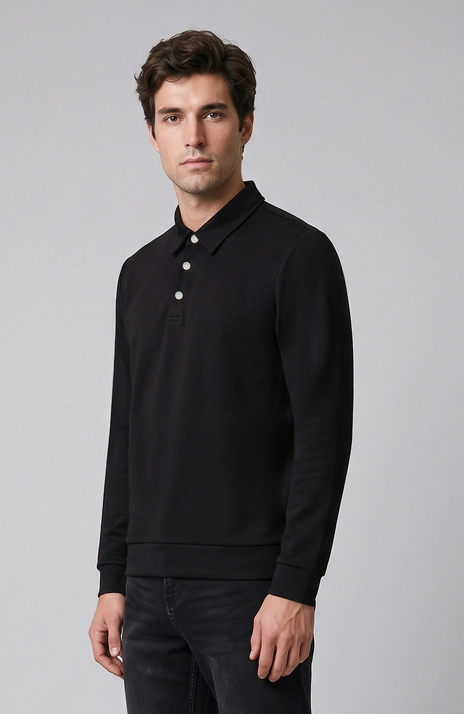 Siyah Modal Karışımlı Scuba Sweatshirt