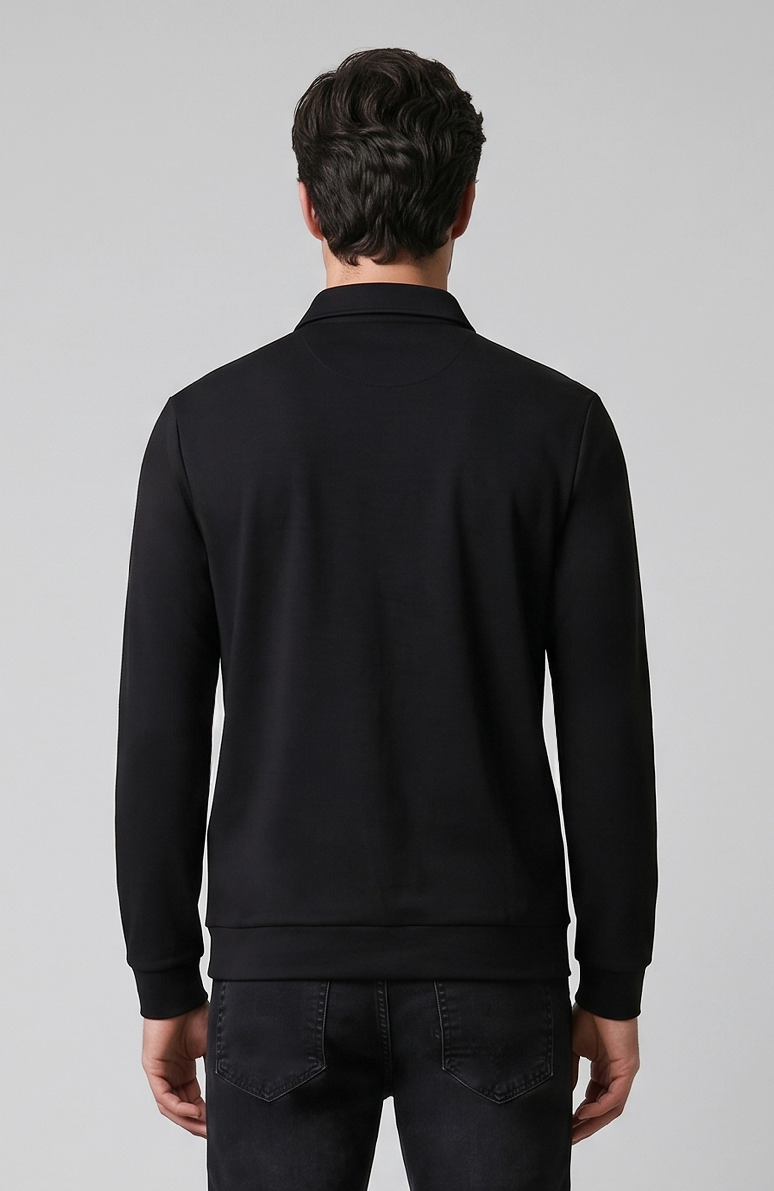 Siyah Modal Karışımlı Scuba Sweatshirt